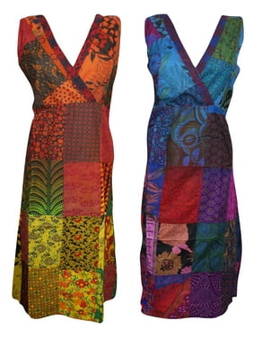 Mogul Bohemian Gypsy Chic Cotton Printed Hippy Summer Style Long Dresses