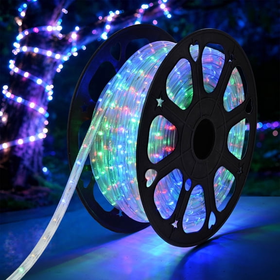 Yescom LumeVine RGBY 100ft 1/2" LED Rope Lights for Outside 1080 Multicolor LEDs, 110-120V Plug-and-Play, IP65 Waterproof
