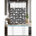 thumbnail image 6 of No Hook Cloth Fabric Shower Curtain with Snap in Liner, Halloween Waterproof Shower Curtains Set with See Through Top Window, Black Grey Skull Skeletons Flowers Bath Curtains Shower 60"x72", 6 of 6