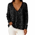 thumbnail image 3 of Hauts Scintillants pour Femmes Printemps 2026 Mode Manches Longues Col en V Décontracté T-Shirt à Sequins Tenues de Soirée, 3 of 8