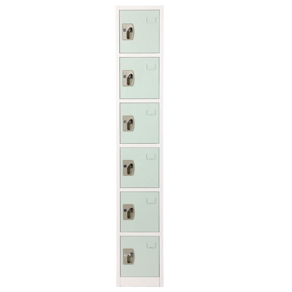 AdirOffice Large School Locker with 6 Doors 6 Hooks Storage Locker - Metal Storage Locker Cabinet Ideal for School, Garage, Office Lockers - (6 Door, Misty Green)