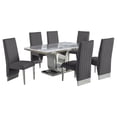 thumbnail image 1 of White Marble 7 piece Dining Set with Silver Stainless Steel Base, 1 of 4