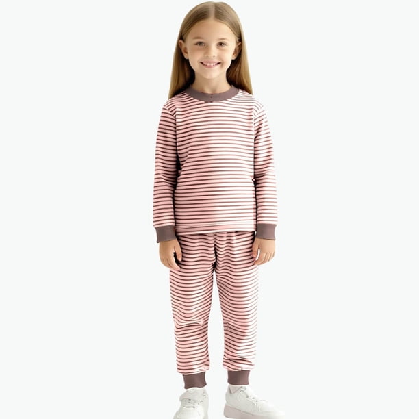 Conjuntos de blusas y camisas de cuello redondo y manga larga para niños, conjunto de pijama informal cálido de manga larga y pantalones largos para el hogar, conjunto de dos piezas para niños, conjun