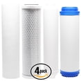 thumbnail image 1 of 4-Pack Compatible Filter Kit for Aquasafe Aquarium II PRO RO System - Includes Carbon Block Filter, PP Sediment Filter, GAC Filter & Inline Filter Cartridge - Denali Pure Brand, 1 of 4