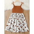 thumbnail image 4 of 7T Little Girls Dress 7T Girls Sleeveless Dress Butterfly Print Little Girls Suspender Dress Brown Dress, 4 of 7