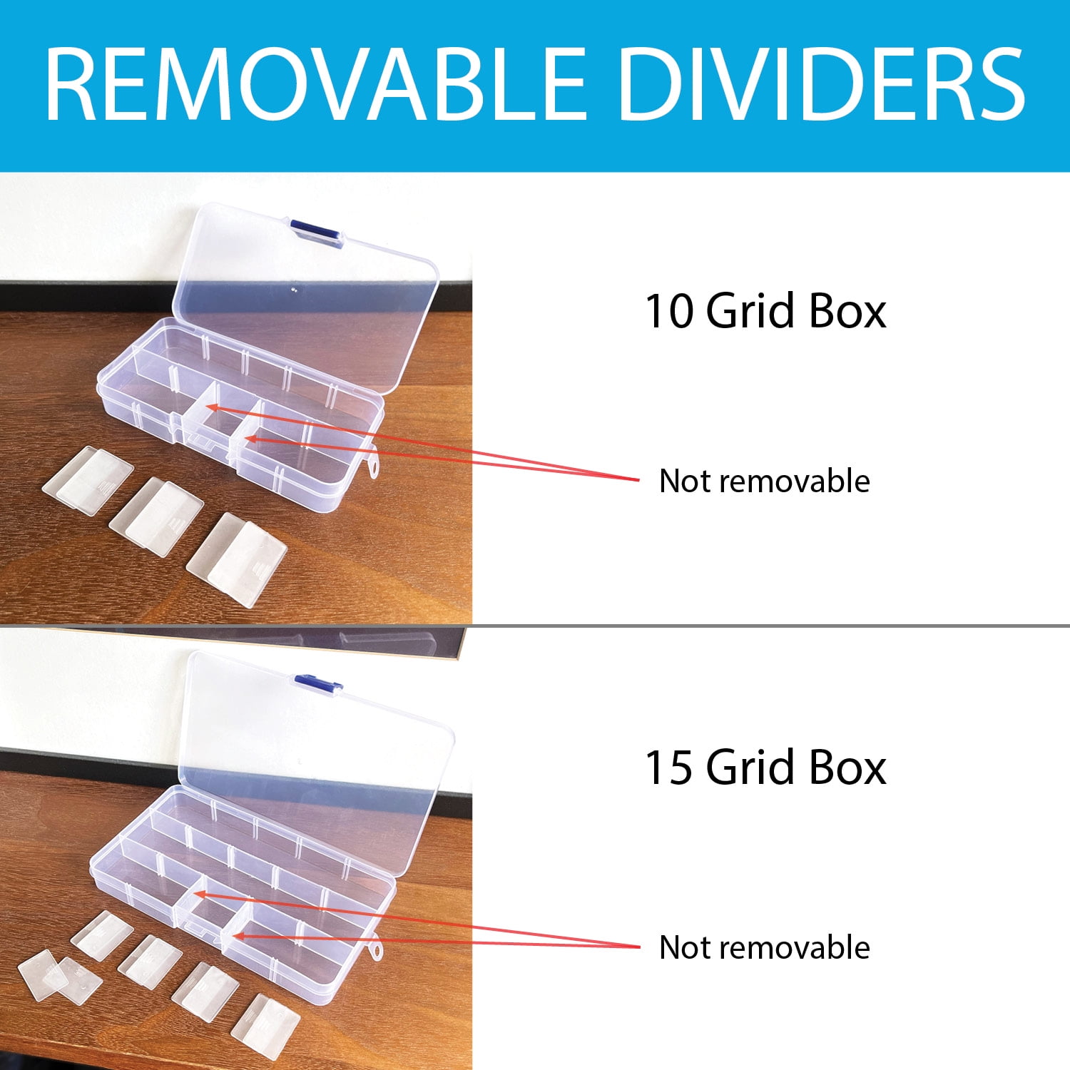 Opret Jewelry Organizer(4 Pack) SMALL Plastic Jewelry Box(15 grids) with  Movable Dividers Earring Storage