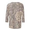 thumbnail image 4 of YFNNUP Plus Size 3/4 Sleeve Shirt for Womens Print Crew Neck Tops Casual Loose Fit T Shirts Breathable Vacation Blouse White L, 4 of 6