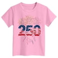 thumbnail image 5 of mgoYE 250th Anniversary USA Shirts Gifts for Girls 4th of July Shirt Girls Boys 250 Years American Anniversary Shirt American Flag Stars Fireworks Graphic Tee Tops(Pink,3-4 Years), 5 of 5