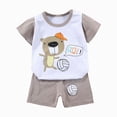 thumbnail image 1 of COMVALUE Ensemble T-Shirt à Manches Courtes et Short pour Enfants avec Graphique d'Animaux (Kaki, 7-8 Ans), 1 of 4