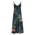 thumbnail image 3 of Robe d'Été Verte Large Mini Robe, Spandex Robe de Mariage d'Été Invitée, Robe d'Été Sans Manches, Robe d'Été Décontractée Sexy Sans Manches Col en V Longue Imprimé Fleuri, 3 of 3