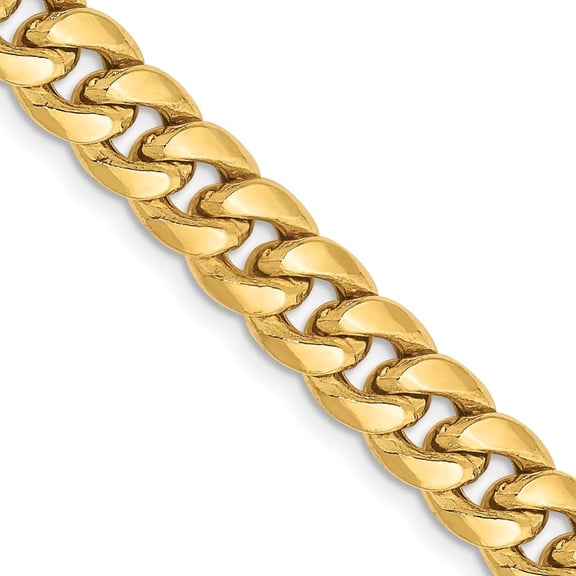 Auriga Fine Jewelry 10K Yellow Gold 6.75 mm Semi-Solid Miami Cuban Chain Necklace for Women 18"