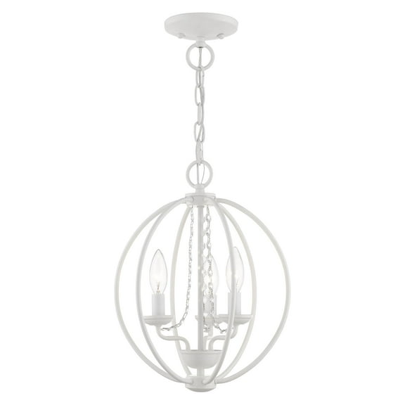 40913-03 Livex Lighting Arabella - 3 Light Globe Convertible Mini Chandelier In Shabby Chic Style-15.5 Inches Tall and 12 Inches Wide-White Finish