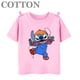 thumbnail image 5 of 2024 Disney Anime Stitch Moda Verano Niños Múltiples Dibujos Animados Algodón Camisetas Cuello Redondo Casual Manga Corta Estampado Patrón, 5 of 5