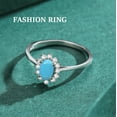 thumbnail image 3 of Bellitia Jewelry 925 Sterling Silver Oval Turquoise and Cubic Zirconia Statement Bridal Engagement Princess Diana/Kate Middleton Royal Ring for Women, 3 of 7