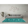thumbnail image 3 of Ahgly Company Machine Washable Indoor Rectangle Abstract Turquoise Blue Contemporary Area Rugs, 3' x 5', 3 of 4