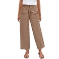 thumbnail image 3 of TaTaai Women Solid Color Cotton Linen Casual Long Pants Elastic Drawstring Waist With Pockets Loose Fit Lightweight Breathable Soft Fabric Machine Washable No Fading Daily Office Wear Gift, 3 of 7