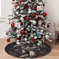 thumbnail image 5 of Lsque Monochrome Mushroom Artwork Print Christmas Tree Skirt, Tree Skirt with Ties or Velcro, Perfect for Holiday Decorations, Halloween, and New Year-30", 5 of 7