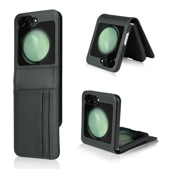 for Samsung Galaxy Z Flip 6 Wallet Case with Card Holder, Classic Business Style Premium PU Leather Protective Luxury Phone Case Men Women for Samsung Galaxy Z Flip 6,Green