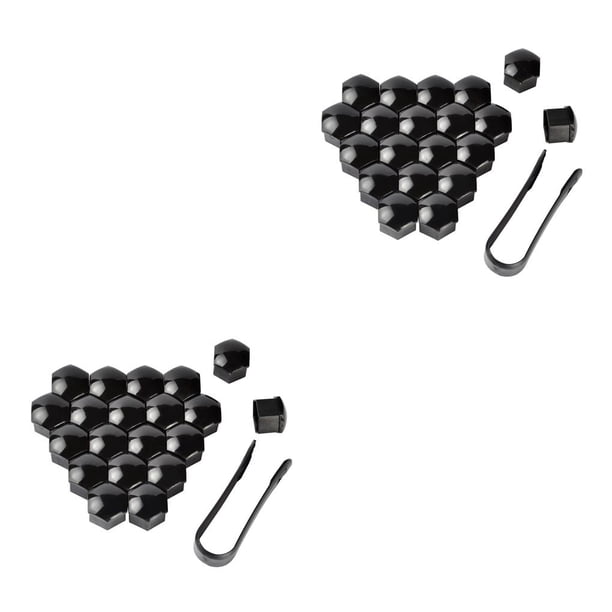 Scienceny Paquete de 20 tapas de tuercas de rueda de coche decoración de cubierta de tornillo de cubo de coche gris 19mm Negro 21mm 2piezas
