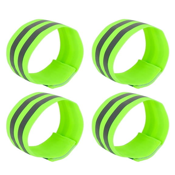 4pcs Reflective Bands for Arm Reflective Armbands High Visibility Night Cycling Riding Reflector Tape Straps Green