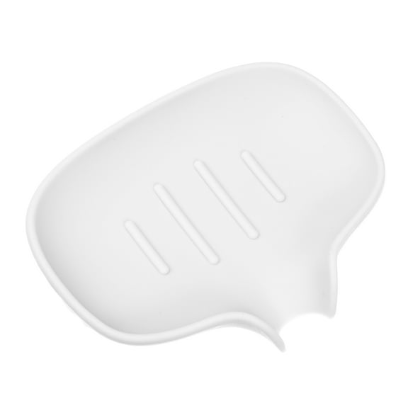 Vocoste Soap Dish, Soap Cleaning Storage, Keep Soap Dry for Home Bathroom Kitchen, Silicone, White, 5.71"x4.45"