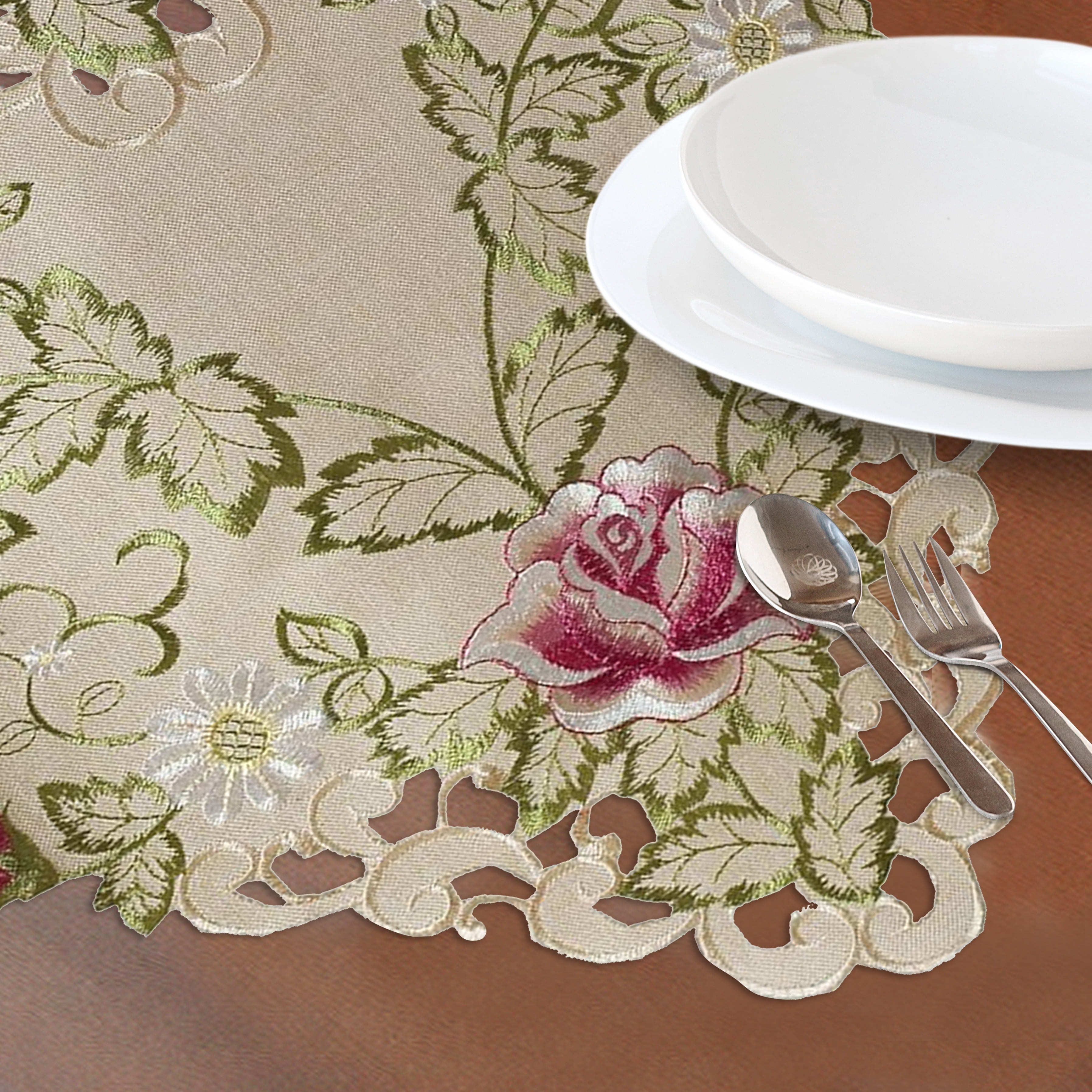 Table Runner Set of 6 for Dining Table, Beige Table Linen, 14x108 inches - The Docia Collection - Home Decor