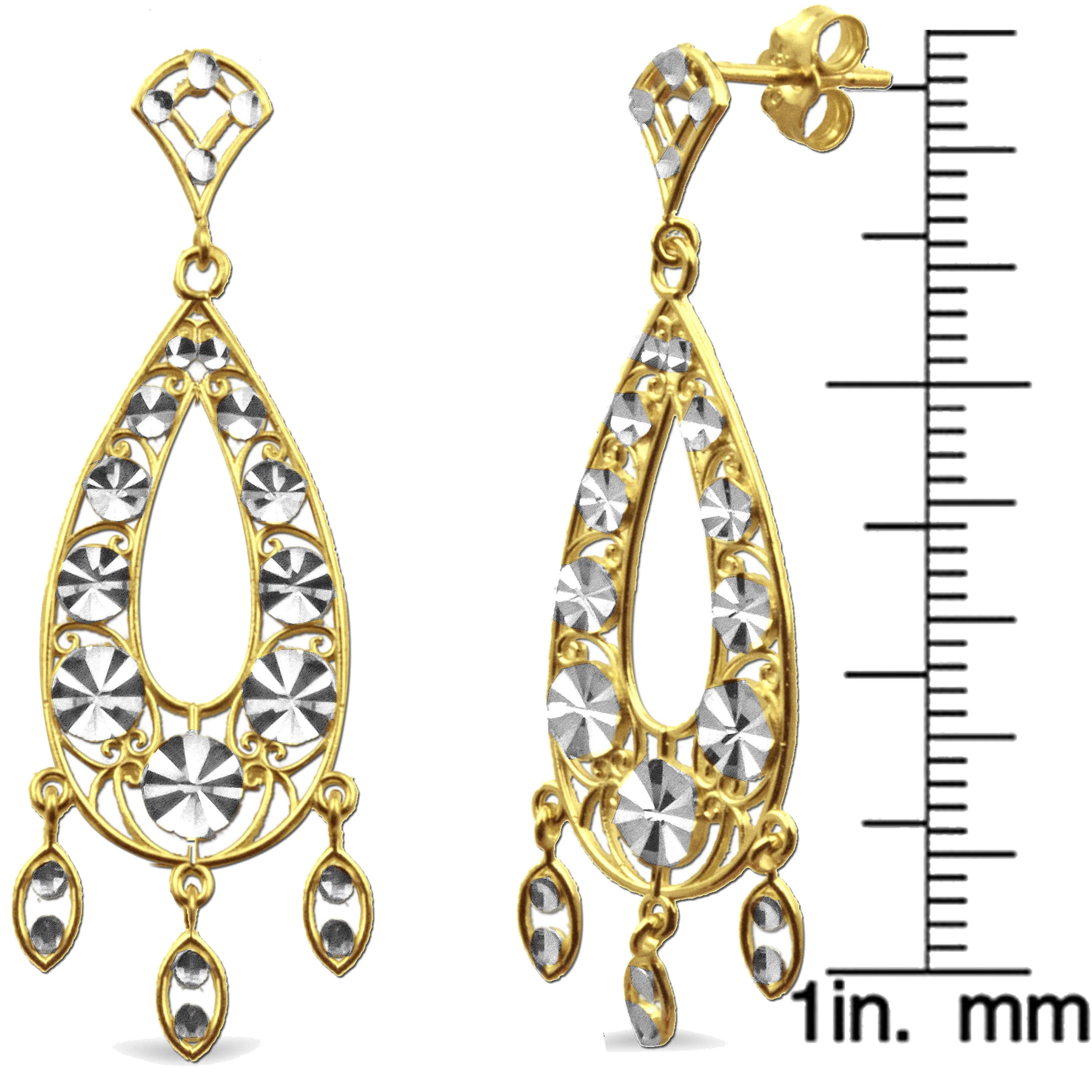 Handcrafted 10kt Yellow Gold Diamond-Cut Pear Shaped Dangle Earrings