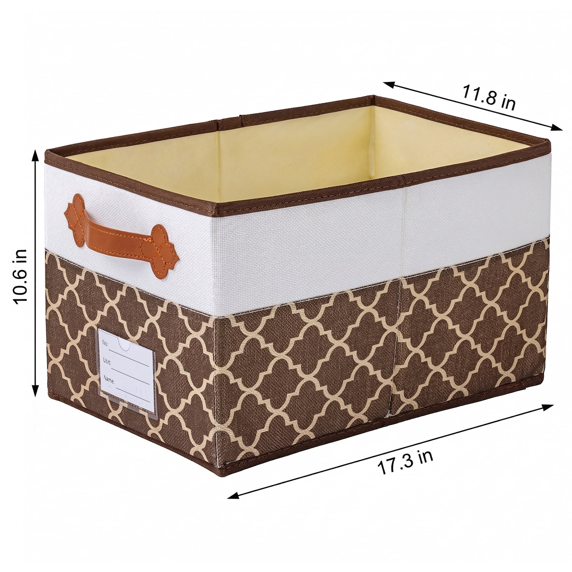 Unique Bargains Storage Basket with Handle for Organizing Objects Coffee 17.3"x11.8"x10.6"