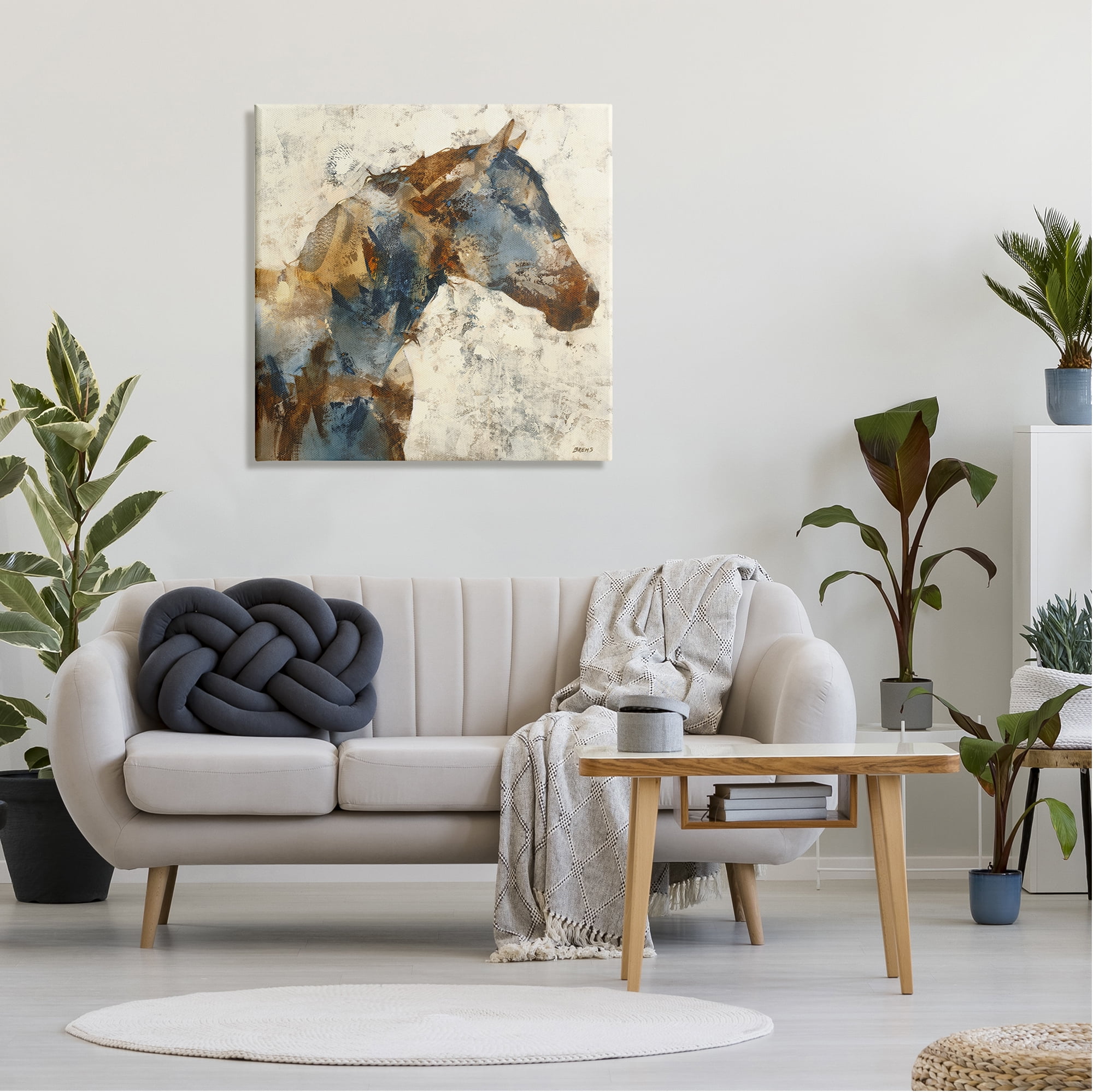 Stupell Industries Abstract Horse Layered Blocked Strokes Earth Tones Painting Gallery Wrapped Canvas Print Wall Art, Design by Scott Brems