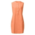 thumbnail image 4 of Sakmal Summer Dresses for Women Sleeveless Shirt Dress Crew Neck Midi Orange Dresses ,Sizes S-2XL, 4 of 5