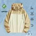 thumbnail image 2 of Xfvqtps Mens and Womens Light Jacket Hoodie Color Block Zipper Long Sleeves Waterproof Breathable Sun Protection Summer Shirts UV for Outdoor Hiking Yellow, 2 of 6