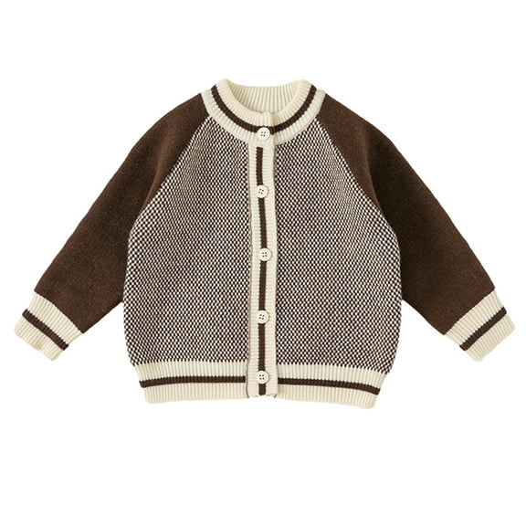 LYMAYTER Kids Boys Cardigan Sweater Spring Fall Woolen Long Sleeve Knit Tops Toddler Classic Versatile Sweater for 1-8 Years
