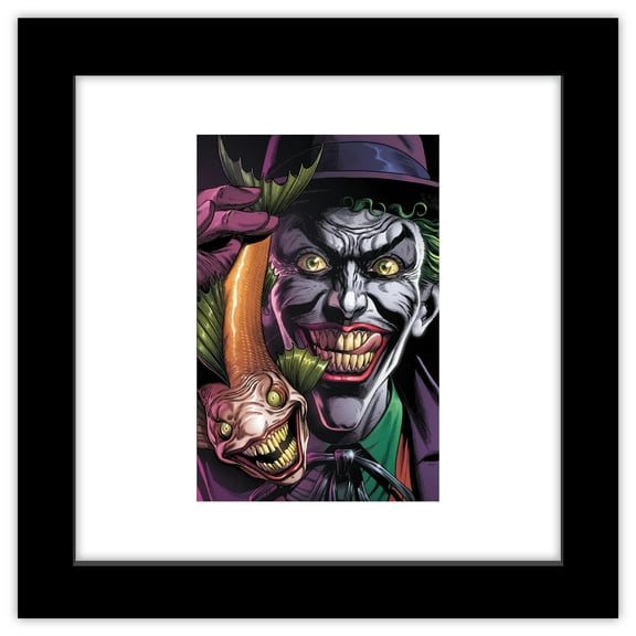 Gallery Pops DC Comics Batman - Three Jokers #1 Joker Fish Premium Variant Cover Jason Fabok Wall Art, Black Framed Version, 12" x 12"