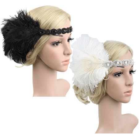 1920s Headband Feather 20's Bridal Great Gatsby Flapper Gangster Headpiece