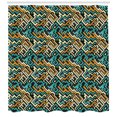 thumbnail image 2 of Ambesonne Geometric Shower Curtain, Surreal Future Lines, 69"Wx84"L, Pale Yellow Turquoise, 2 of 2
