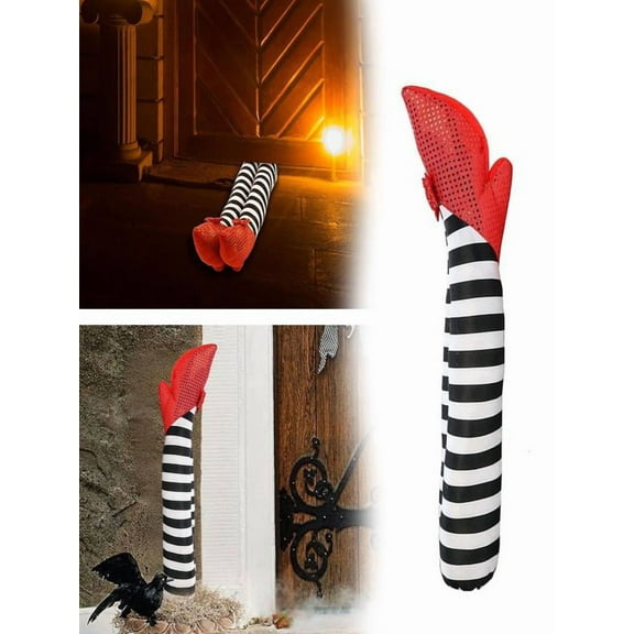 Wicked Witch Legs Halloween Prop 1 Pair Witch Legs with Red High Heels for Haunted House,Yard,Party Decor,Indoor & Outdoor Spooky Decoration,Realistic Halloween Witch Decoration