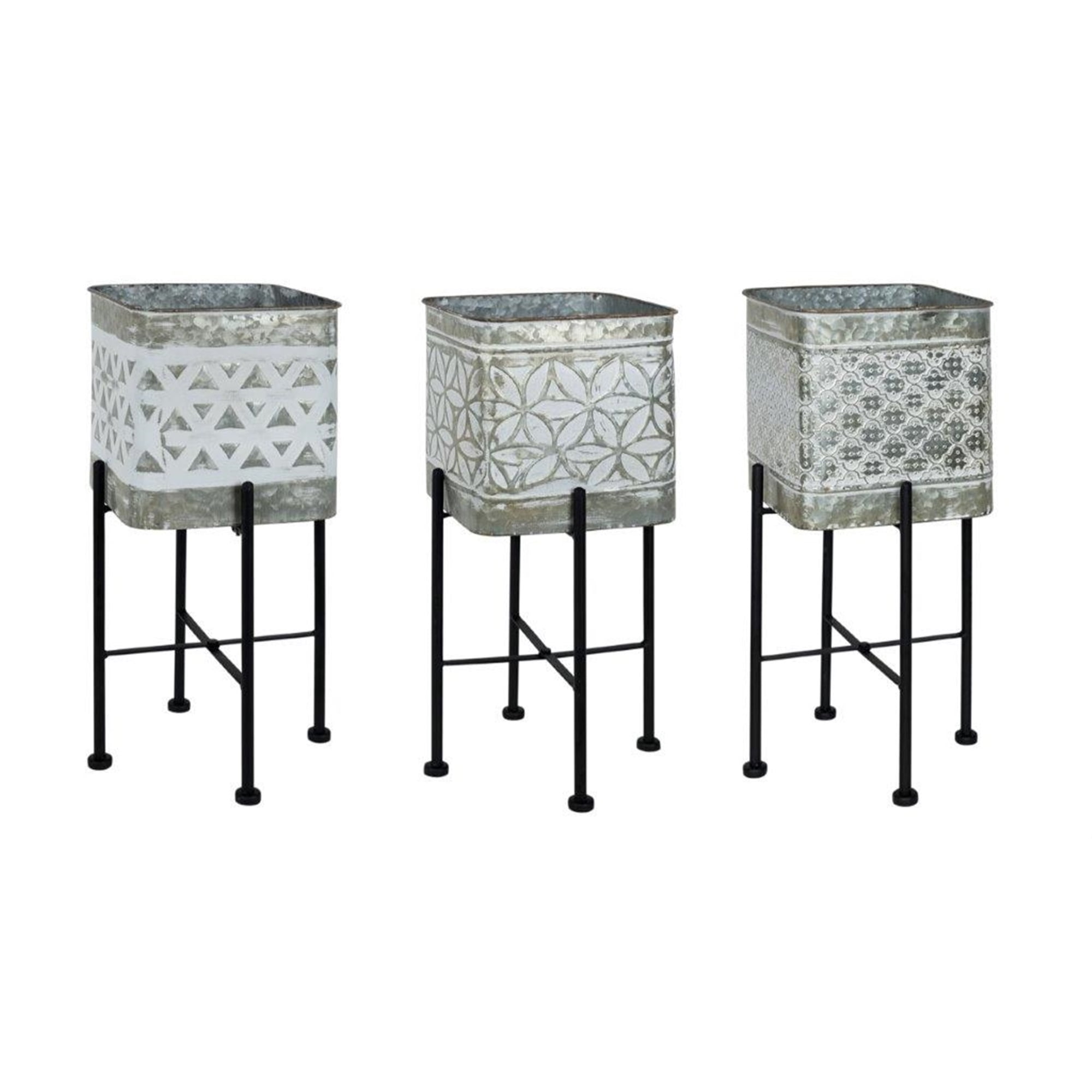 Planter with Stand (Set of 3) 10.25"D x 17.75"H Metal