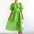 thumbnail image 2 of Ketyyh-chn99 Robes pour Femmes Grande Taille Femme Élégante Robe de Soirée Combinaisons Manche à Volants Shorts Robe Mini Vert,TG, 2 of 4