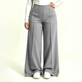 thumbnail image 2 of TEAJOPSUU Plus Size Yoga Pants for Women Wide Leg Stretchy High Waist Elastic Waisted Palazzo Pants Casual Daily Trousers XL-5XL Gray, 2 of 6