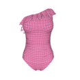 thumbnail image 4 of Yiaed Pink Gingham Print Women One Piece Swimsuits Tummy Control One Shoulder Bathing Suits Pattern Ruffle Swimwear-XX-Large, 4 of 8