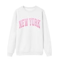 thumbnail image 3 of Womens Plus Size Loose Fit No Hood Sweatshirts Trendy Long Sleeve New York Letter Printed Pullovers Causal Fall Crew Neck Graphic Tshirts Tops White 0722*sweatshirts XL, 3 of 3