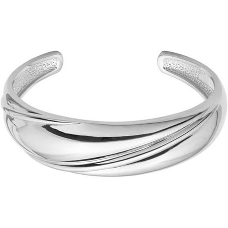 High Polish Cuff - Women's Rhodium Plated High-Polish Bangle Cuff, 7.25