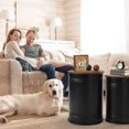 thumbnail image 2 of YANGLI Farmhouse Accent Side Table, Rustic Storage Ottoman Seat Stool, Galvanized Antique Metal End Table Box Bin with Round Wood Lid, Nesting Set of 2, Black, 2 of 6