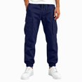 thumbnail image 4 of DJDLJWCJ Boys Jogger Cargo Pants Solid Color Elastic Waist Casual Pants Multi-pocket Outdoor Hiking Pants Navy Size 10, 4 of 8
