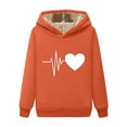 thumbnail image 2 of JUSLIO Warm Women Tops Thermal Hoodies Sweatshirts Graphic Long sleeve Sweatshirts Orange 3XL, 2 of 3