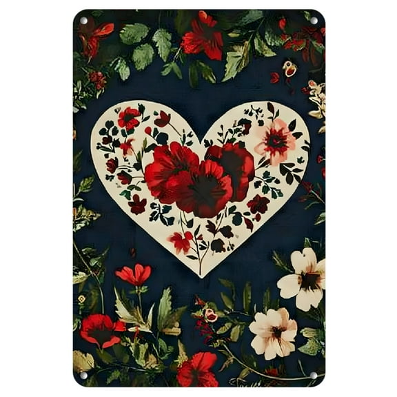 Retro Heart Tin Sign Valentine'S Day Vintage Valentine Metal Signs Wall Art Metal Poster Garden Plaque Decorations for Home Bar Indoor Outdoor Shop Cafe 12x8 inch
