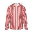 thumbnail image 1 of Lsque Chemise à Manches Longues Légère Protection Solaire UPF 50+ à Rayures Rouges et Blanches pour Hommes et Femmes, Chandail à Capuchon Performance - Petit, 1 of 7