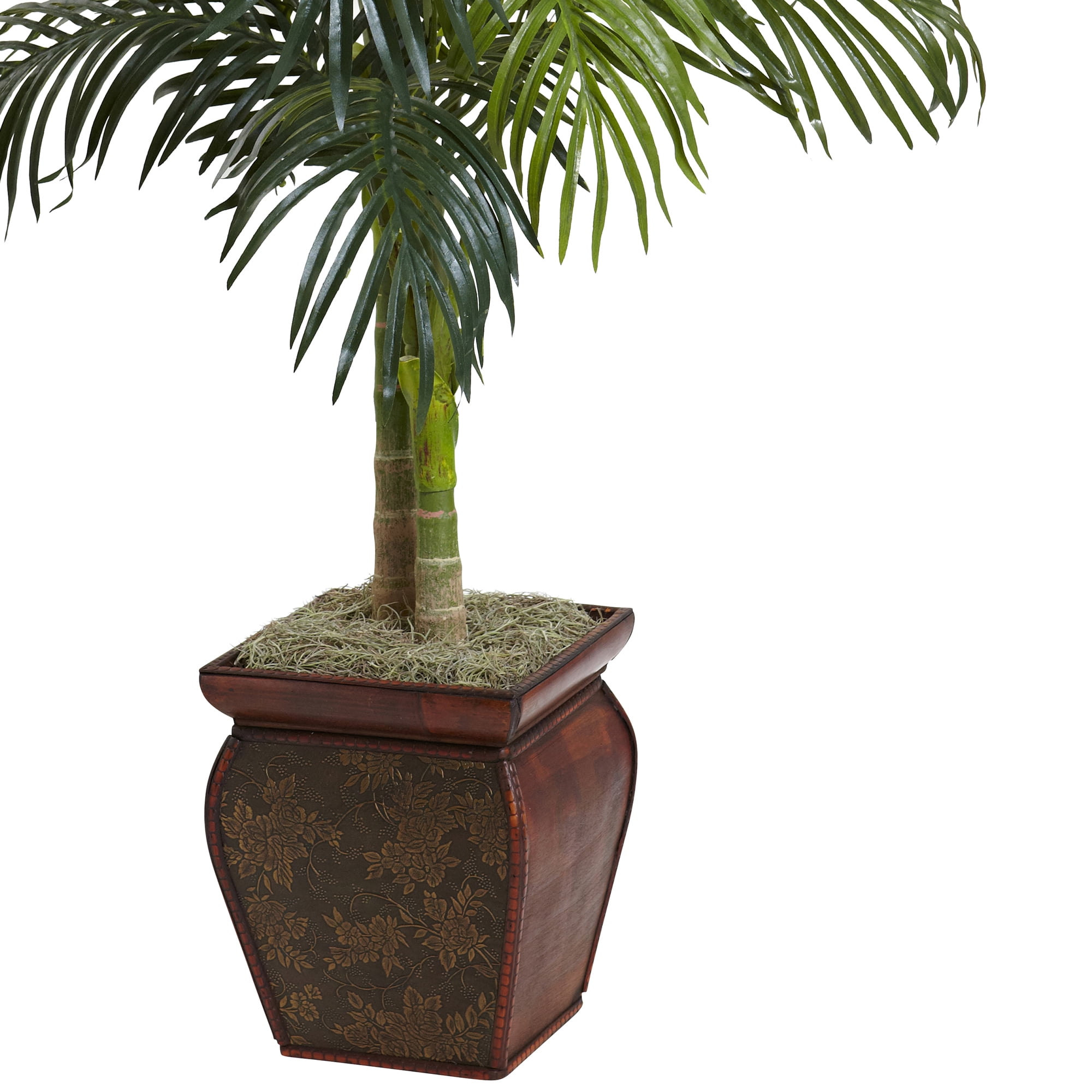 Nearly Natural 4.5' Golden Cane Palm Artificial Tree with Decorative Container