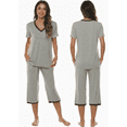 thumbnail image 2 of Plus Size Pajamas: Syphorium Womens Plus Size Pajamas, Short Sleeve Sleepwear Top with Capri Pants with Pockets, 2 of 4
