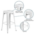 thumbnail image 2 of 30'' High Backless White Metal Indoor-Outdoor Barstool with Square Seat, 2 of 9